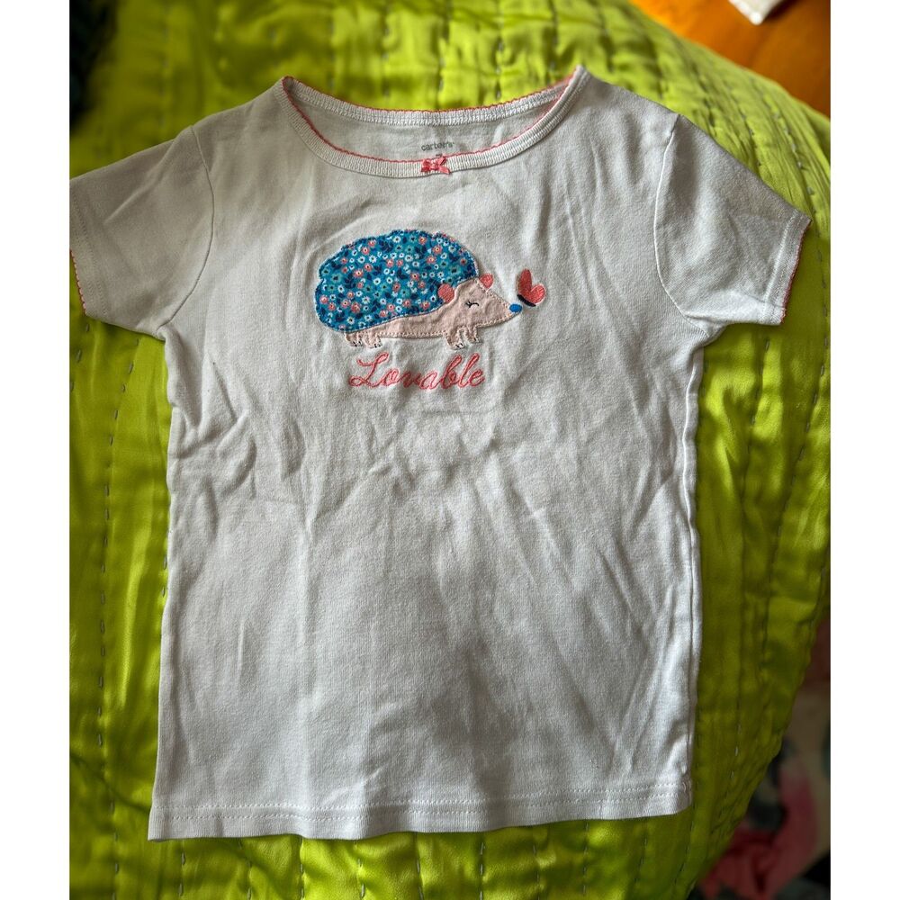 Carters Girls Loveable Hedgehog Print Pajama Top Size 7
